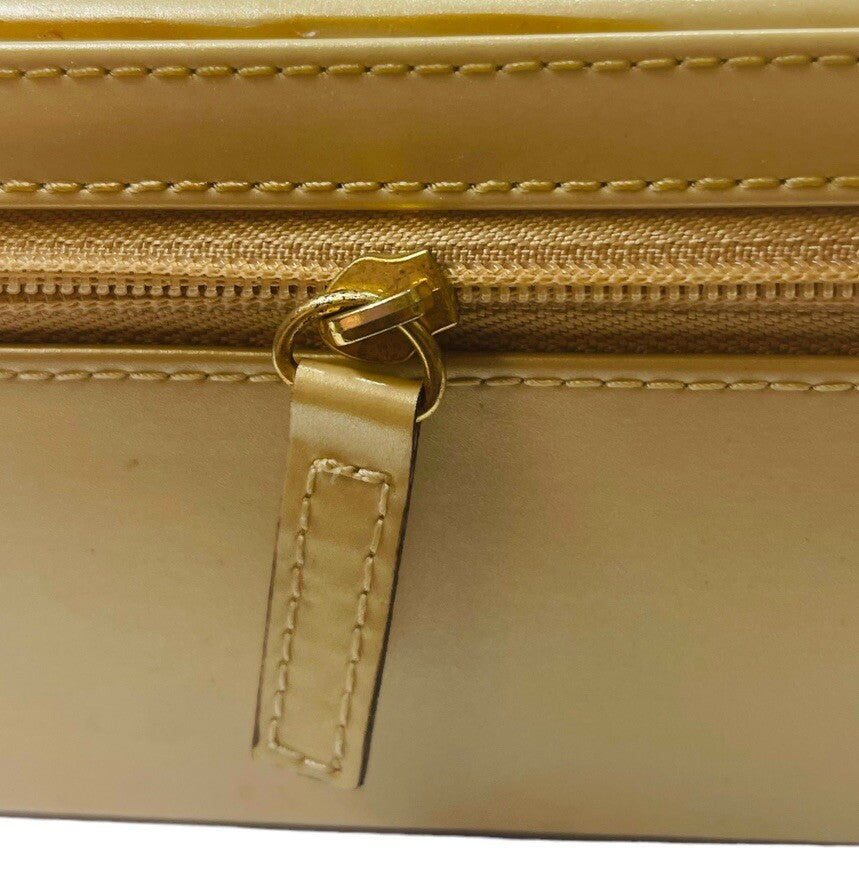 ESTEE LAUDER JEWELRY, MAKE-UP CASE, MIRROR, 2 CMPTMNT GOLD FAUX LEATHER/VINTAGE