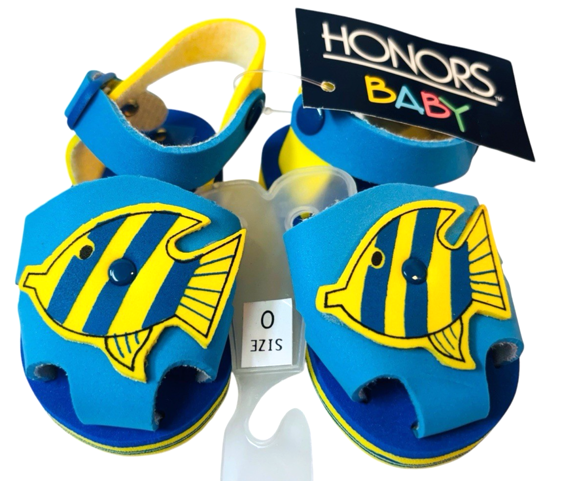 Doll Baby Shoes~ Blue & Yellow Soft Sole Size 0, L 4" X W 2" NEW