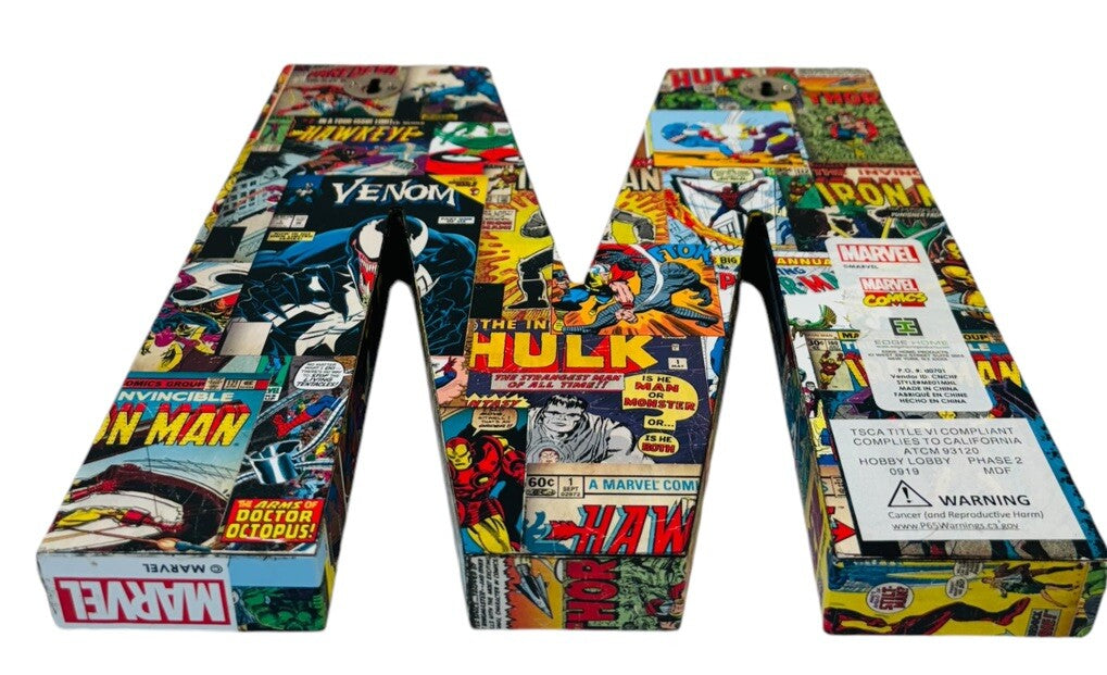 Marvel Comics WOOD LETTER 'M' ME01MHL 10 x 9.5 X 1 Wall Mount or Free Standing