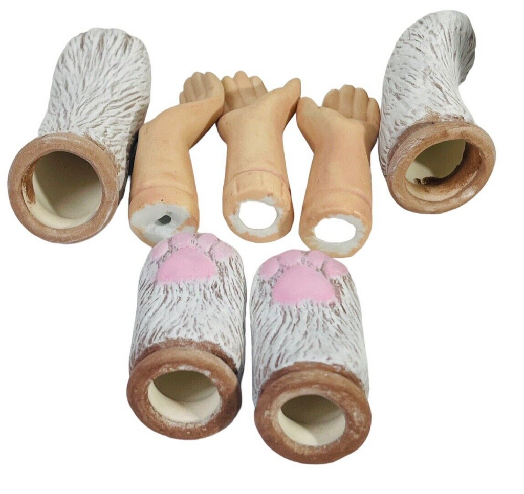 Porcelain Santa Face, Hands, & Boots, Christmas Creation - MIX LOT of 12