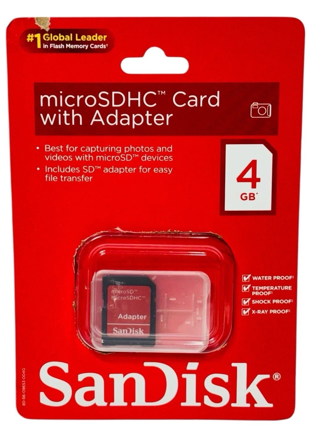 NEW MicroSDHC 4GB Card By: ScanDisk, New In Package