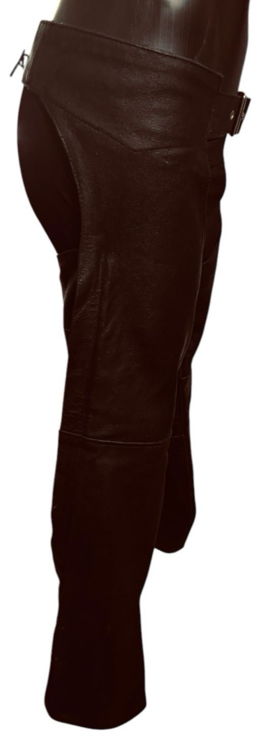 BARNEY'S Genuine Leather Motorcycle Chaps Men Size: M