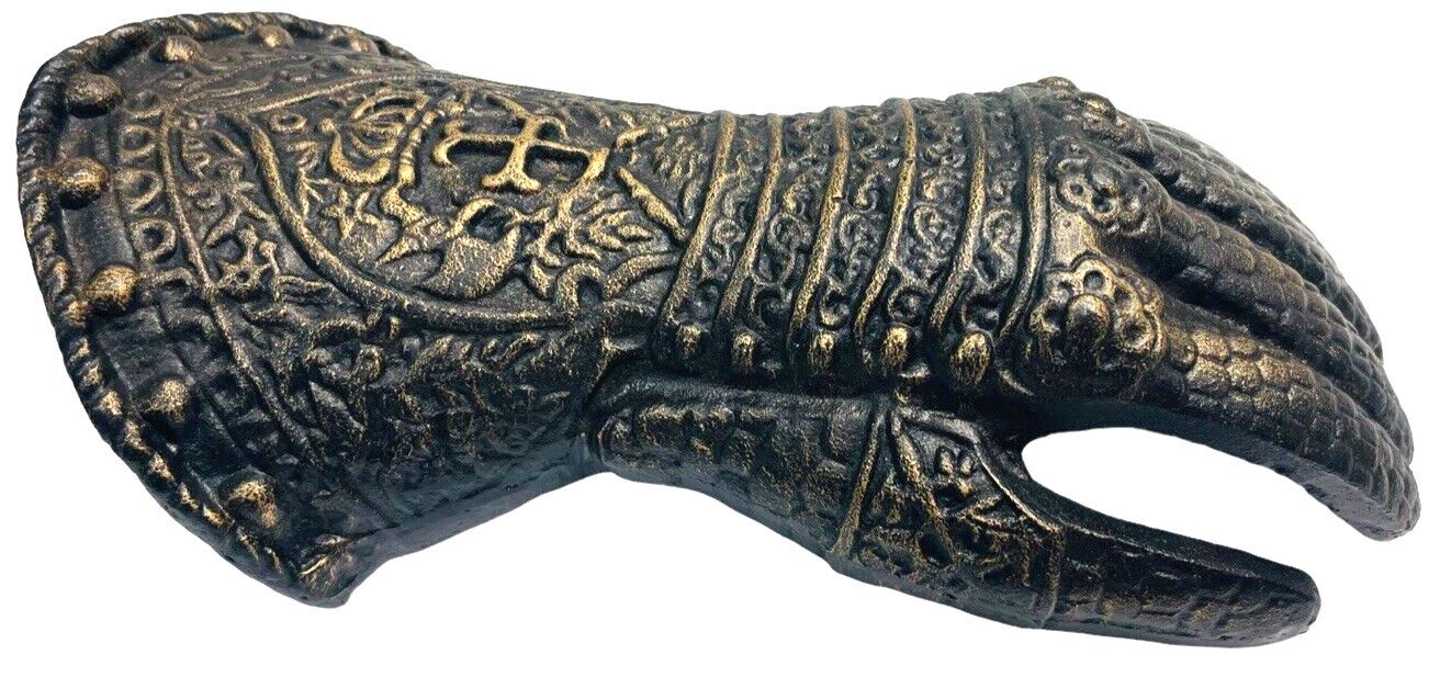 Medieval Armor Glove Gauntlet Display, French Knight, 6"W x 3"D x 12"H & 4 lbs.