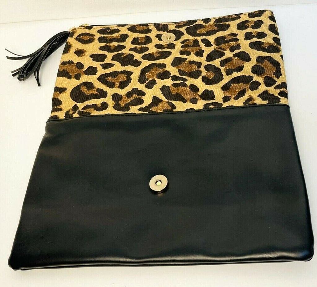 Funky Monkey Clutch Purse "Fold-Over" Leopard w/Pink Lining, MINT