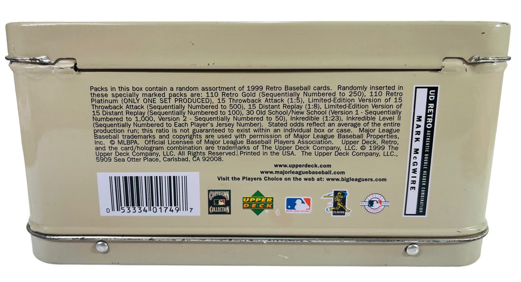 Upper Deck Retro Metal Lunch Box Mark McGwire Empty 1999 ~ PRELOVED.