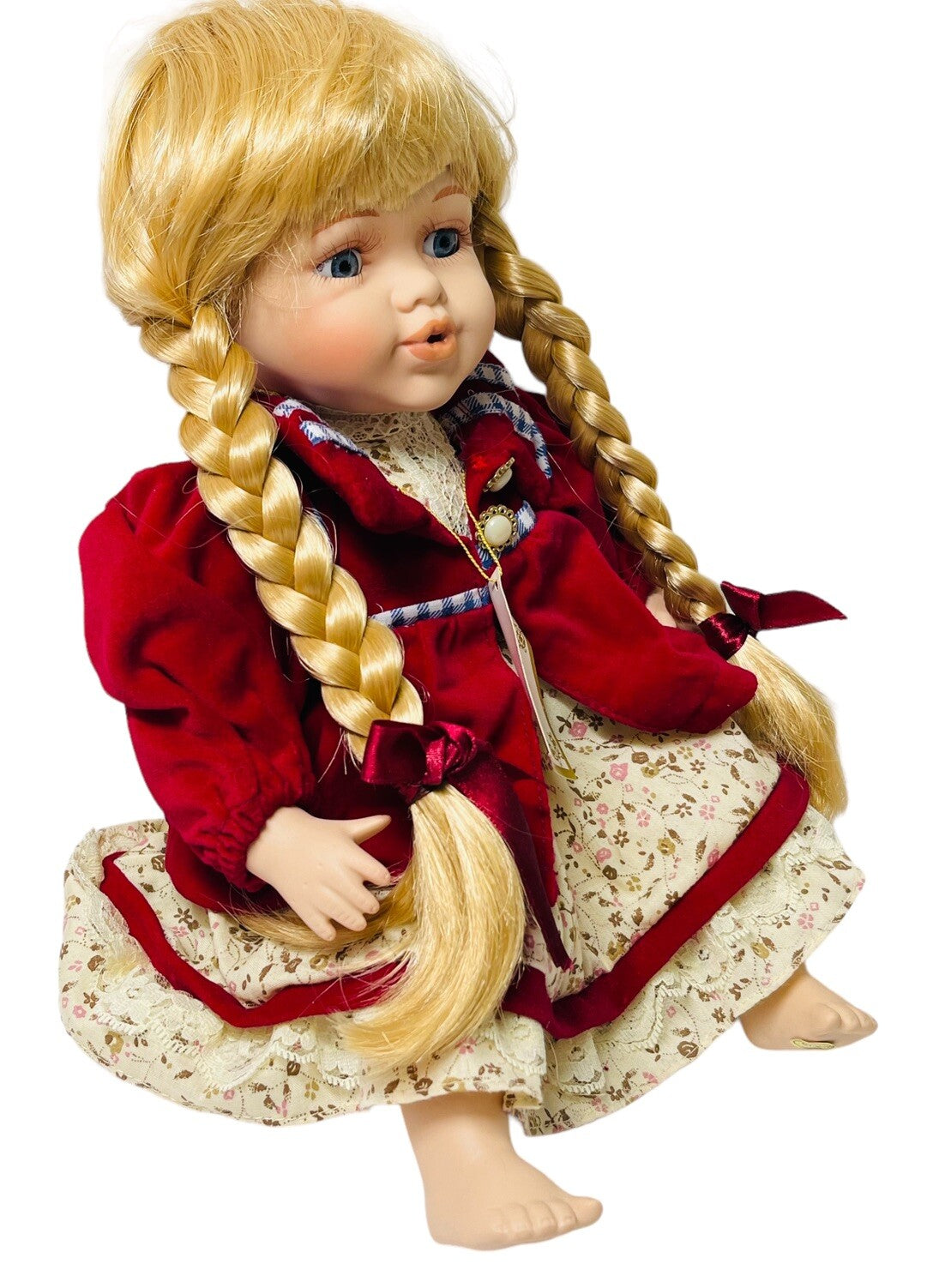 Crown Fine Porcelain Dolls 14'' “JUDY & ALICE” In A Sitting Position~Origin 1998