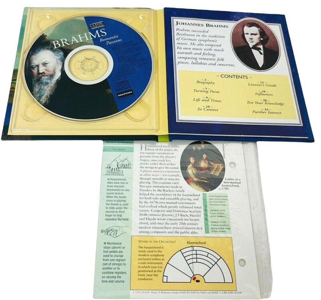 CLASSIC COMPOSERS LISZT, TCHAIKOVSKY, & BRAHMS CDs w/24 PAGE BIOGRAPHY, LOT OF 3
