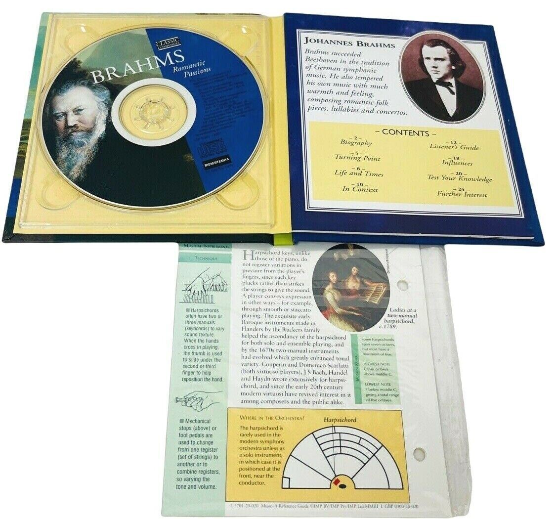 CLASSIC COMPOSERS LISZT, TCHAIKOVSKY, & BRAHMS CDs w/24 PAGE BIOGRAPHY, LOT OF 3