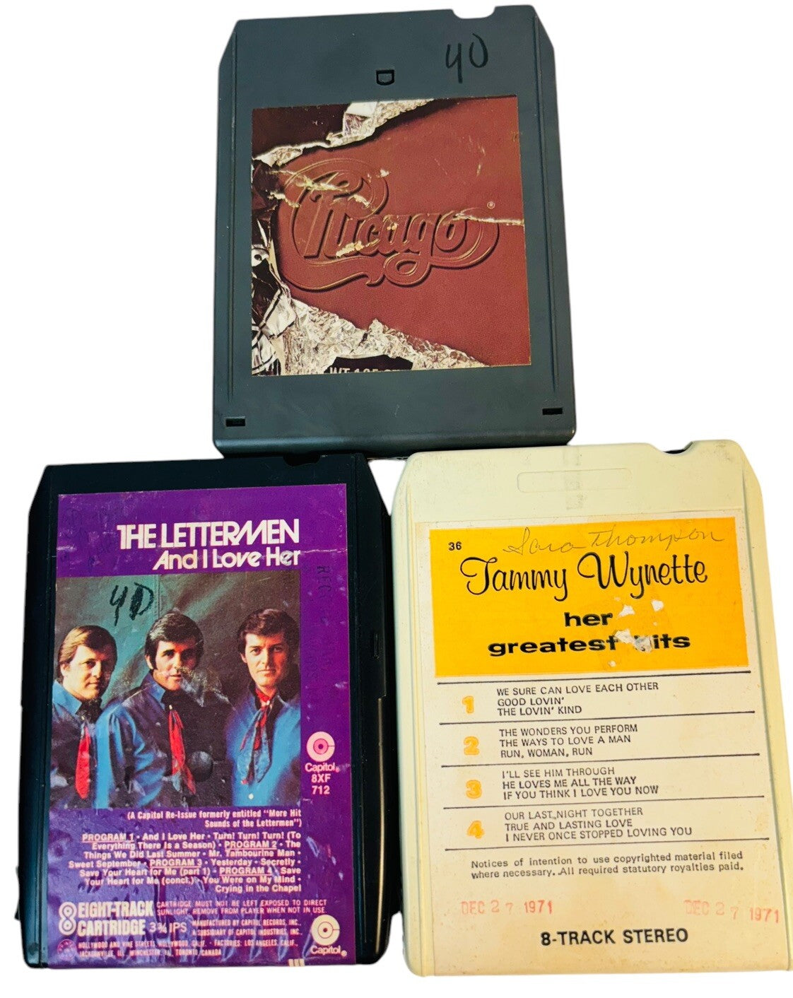 VINTAGE 8 TRACK TAPES MUSIC COLLECTION of ROCK, POP & COUNTRY, LOT 12 Tapes.