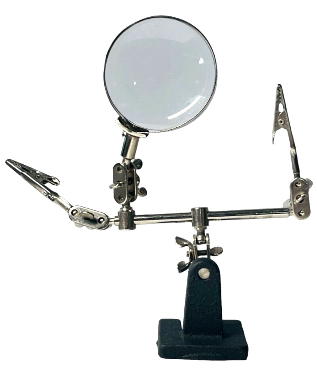 FREE STANGING MAGNIFYING GLASS w/CLIPS, (HELPING HANDS) VERY GOOD CONDITION.