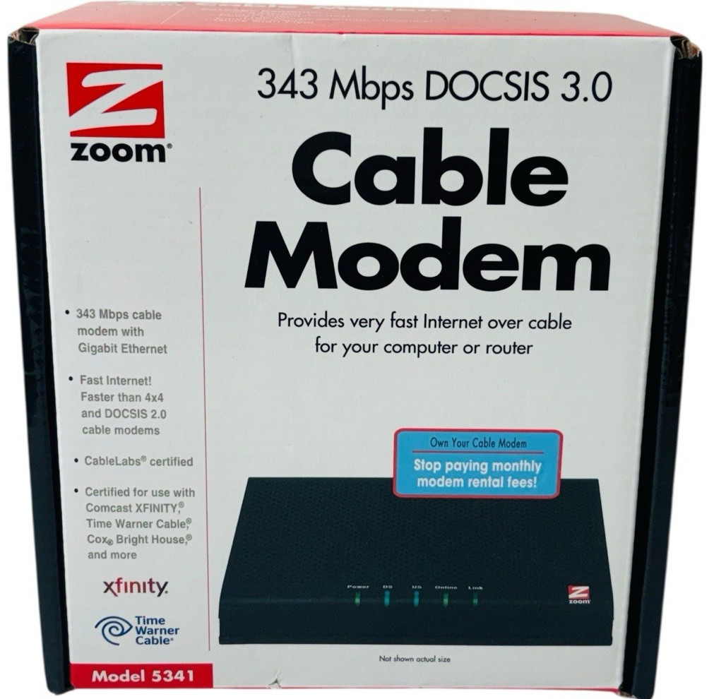 Zoom Cable Model 343 Mbps DOCSIS Model: 5341, BRAND NEW ~ IN ORIGINAL BOX