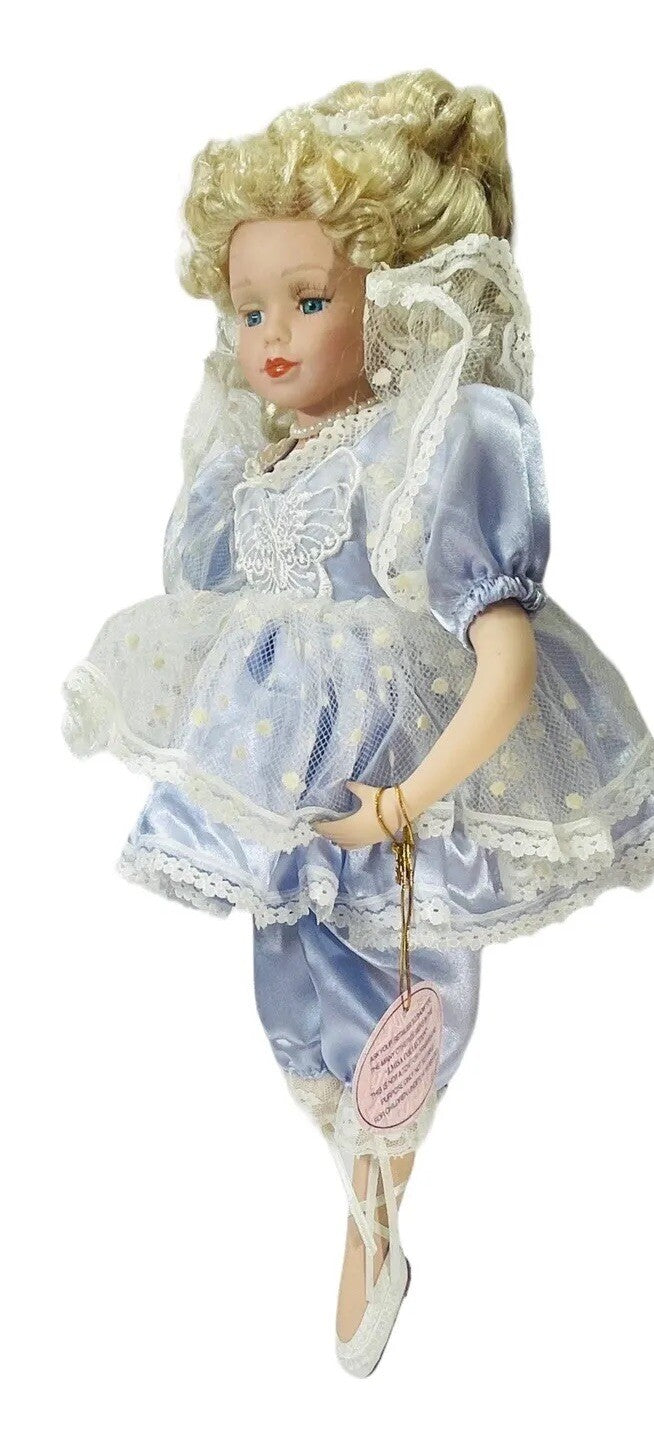 J.MISA COLLECTION PORCELAIN 18'' BALLERINA DOLL EMILY ~ SATIN BLUE OUTFIT.