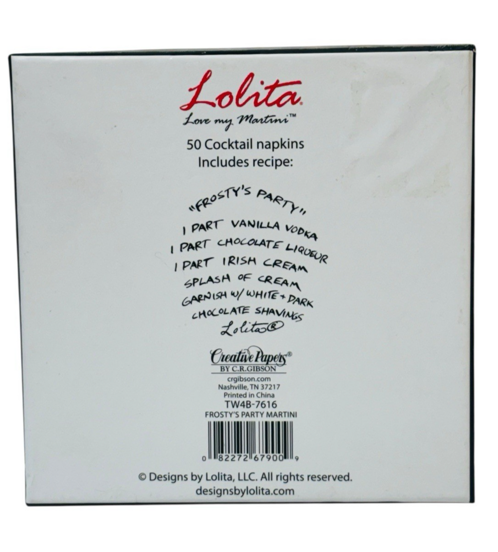 Lolita Frosty's Party 50 Cocktail Napkins with Recipe - BRAND NEW IN BOX