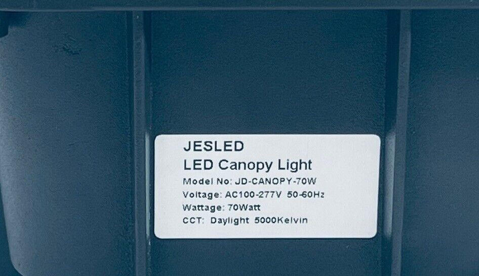 LED CANOPY LIGHT 70W COMMERCIAL GRADE ~ CCT: DAYLIGHT 5000KELVIN - JESLED