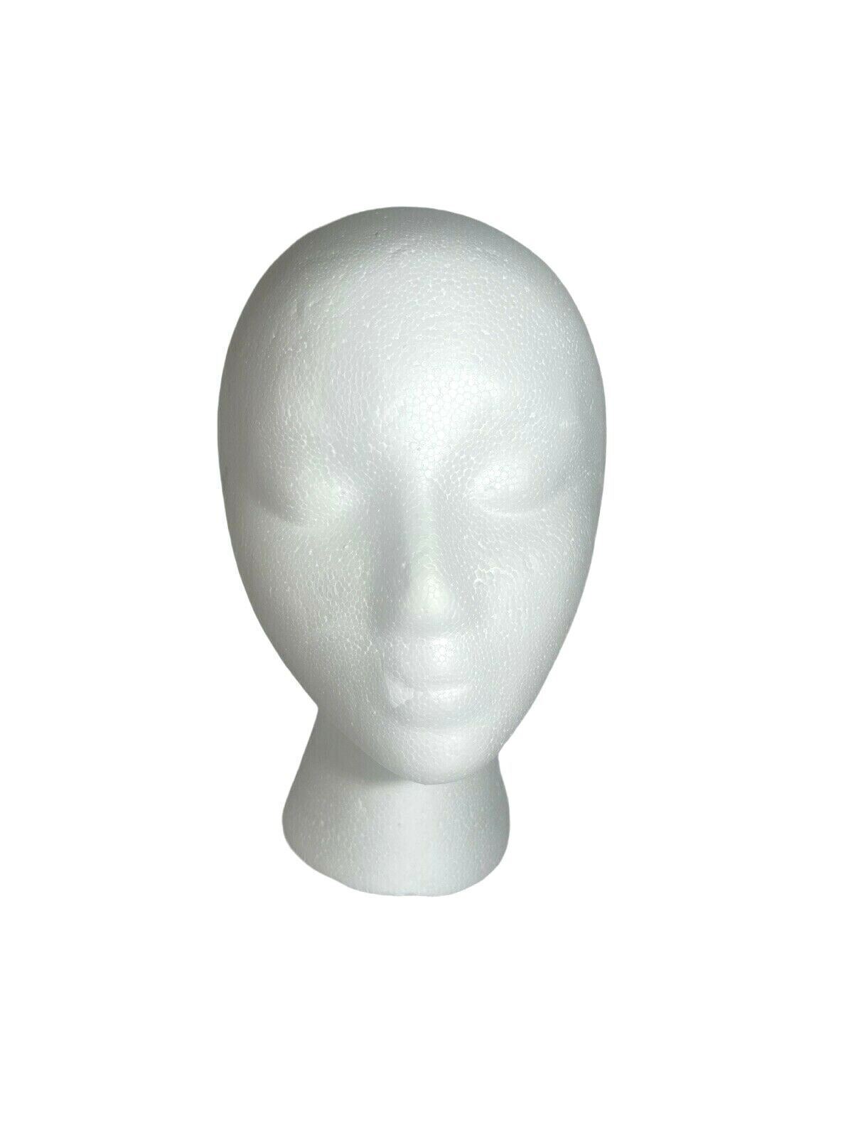 LOT OF 2 Wig Head Styrofoam/Bulk White 5.8" x 7.5" x 9.8" w/KOVI WIG CAP "NEW"