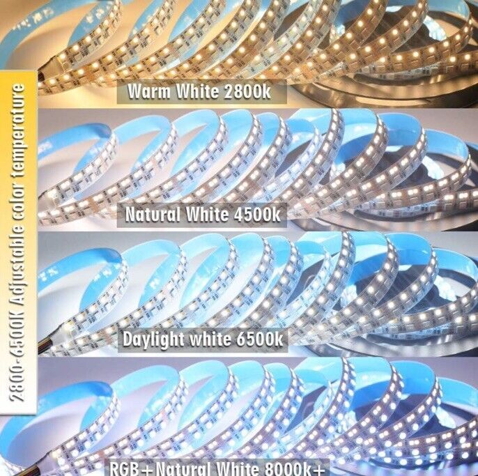 LED Strip Lights Brightest RGB+CCT Flexible 270LEDs/Meter 5050 RGB+2835~16.4Ft.