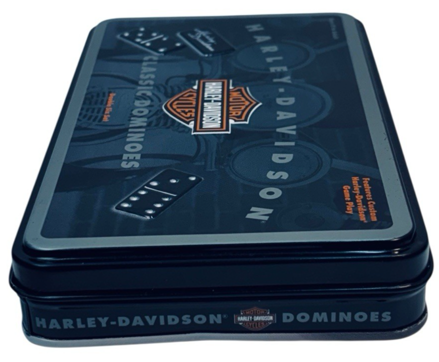 New Vtg  2003 Harley-Davidson Classic Dominoes Set In Metal Container