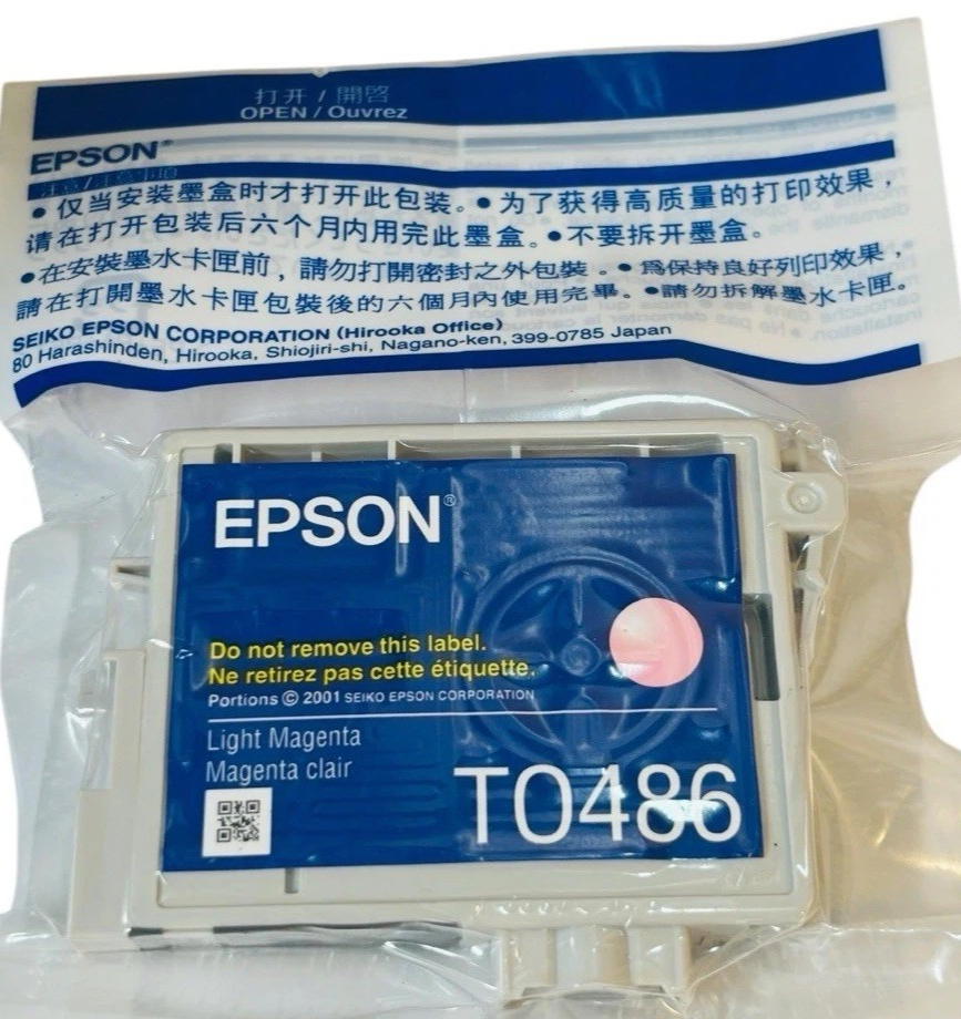 Genuine EPSON Ink CartridgeT0486 "Light Magenta" Factory Sealed-NEW