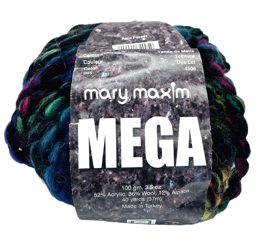 RAIN FOREST YARN 005 MARY MAXIM 52% Acrylic, 36% Wool, & 12% Alpaca