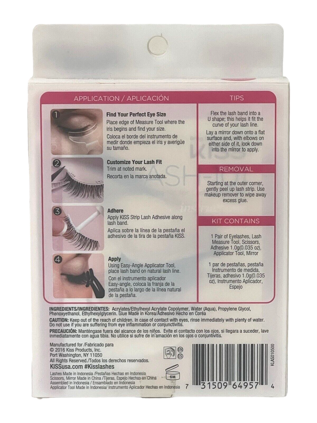 All-In-One Kit - EYELASHES Kiss Lash-101, Measure, Trim, Glue "BRAND NEW-SEALED"