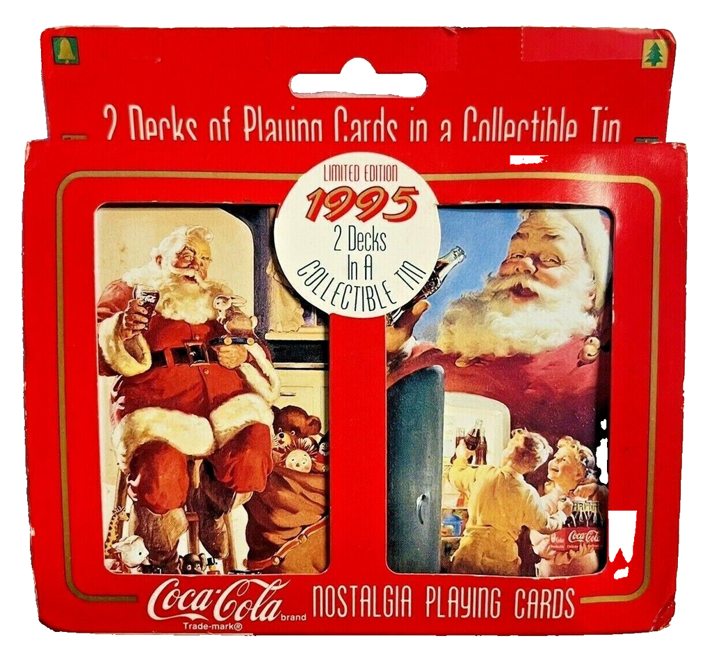 Collectible COCA-COLA Playing Cards-2 Decks w/Tin Can-Sealed, RARE 1994 ~ NEW.