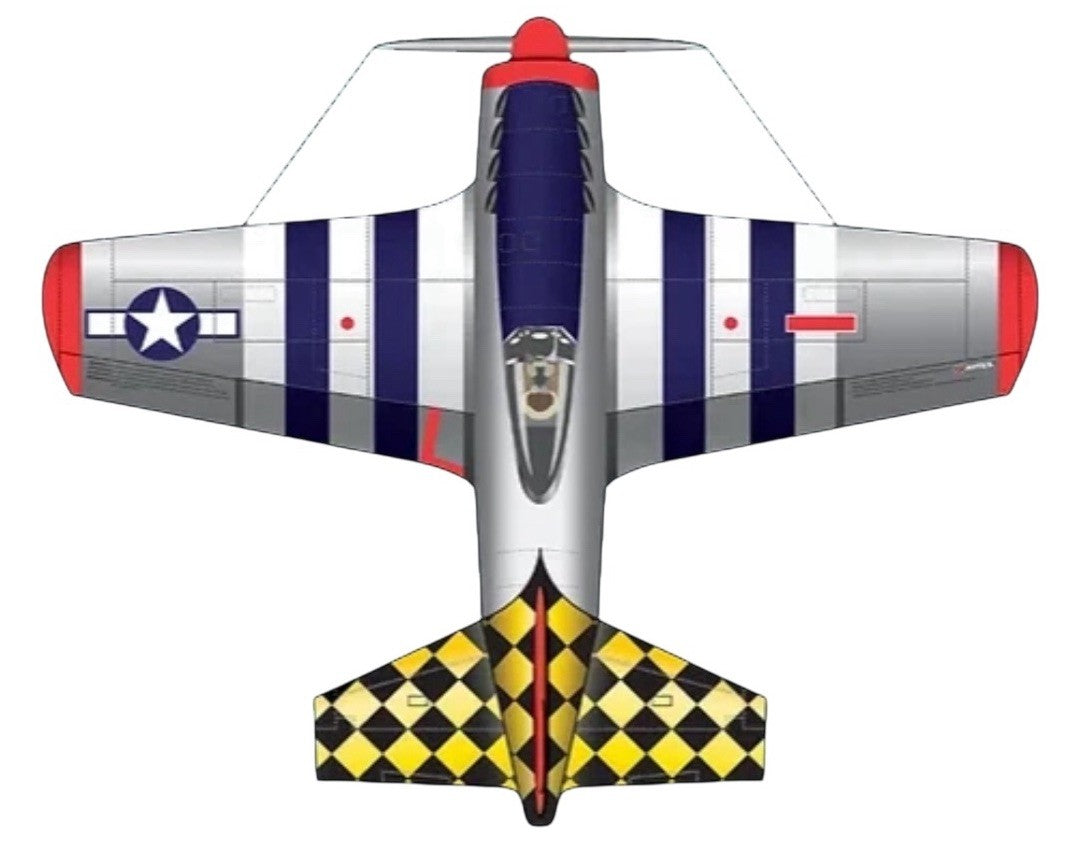 P-51 Mustang Kite 37-Inch-Wide with Handle Line and QuikClip Flying Aces X-Kites
