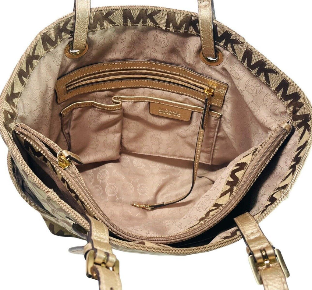 Signature Gilly Tote Leather Strap Gold Studs Designer MK w/Dustbag Michael Kors