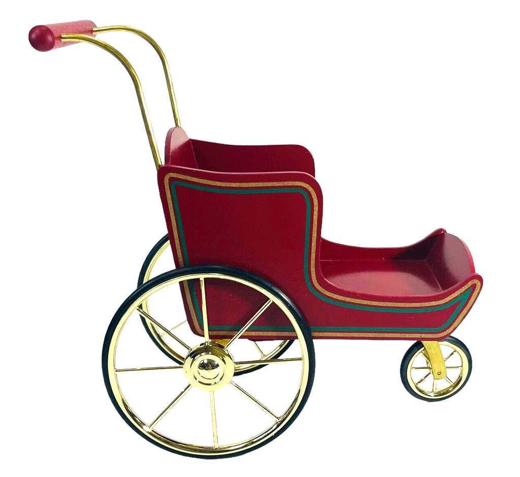 Red Wood Sleigh GREAT CENTER PIECE Material: Wood-Metal-ABS Plastic-Rubber