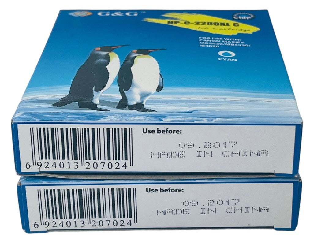 INK CARTRIDGE ~ COLOR: CYAN ~ Expired 9/17~G&G NP-C-2200XL C NEW FACTORY-SEALED