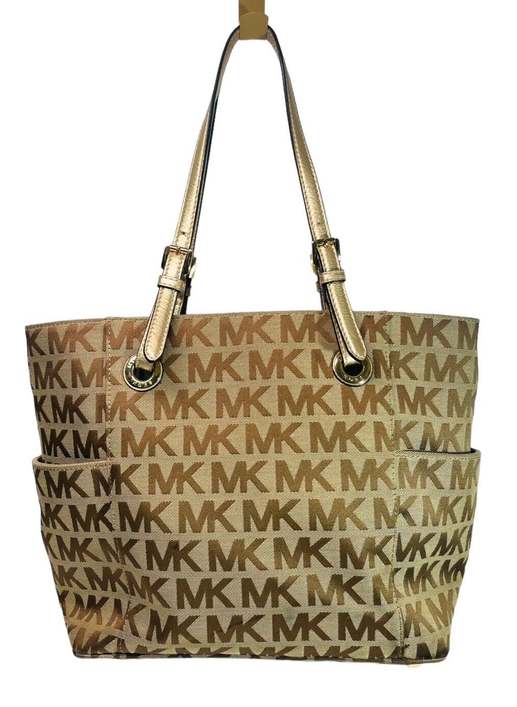 Signature Gilly Tote Leather Strap Gold Studs Designer MK w/Dustbag Michael Kors