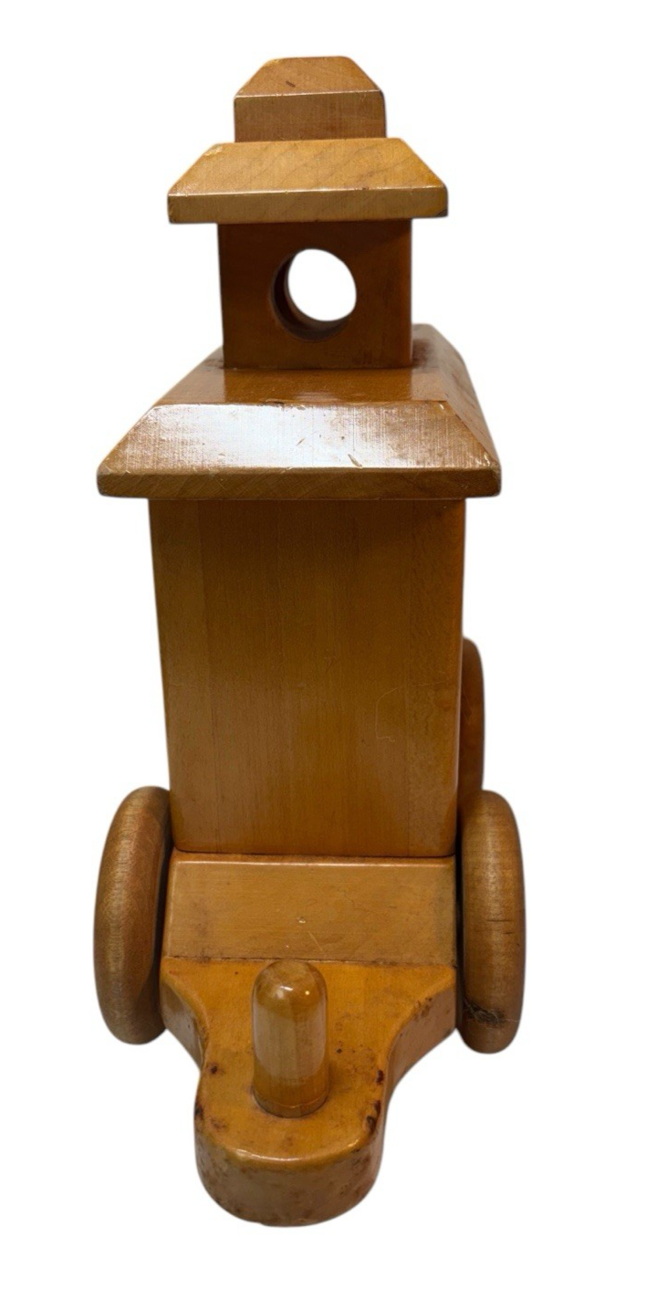 LARGE HANDMADE OAK WOODEN TRAIN CAR, L 12" X H 11'' X W 4'', Wt. 1.10 Lbs.