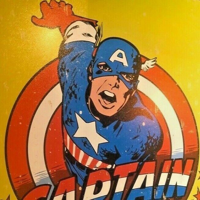 Retro DC Metal Tin Signs Superman & Captain America 2007 - UNBELEAVABLE RARE