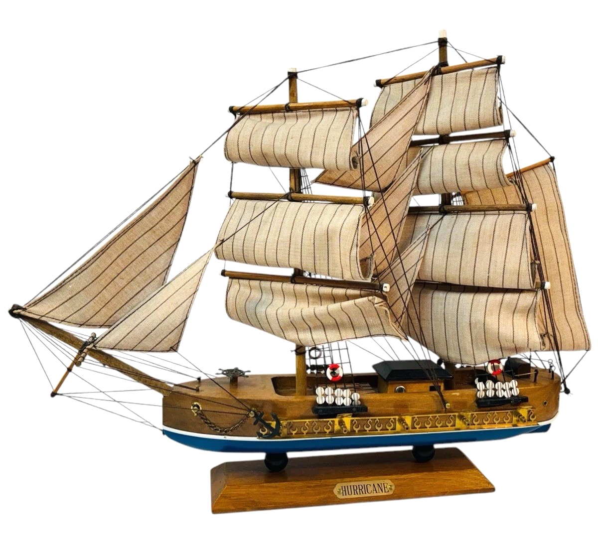 HURRICANE Model Sail Ship Clipper Vessel~Fabric Rigging 14”x16” TALL SHIPS