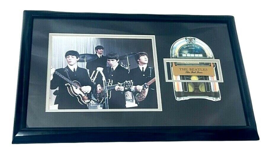 WURLITZER JUKEBOX THE BEATLES BLACK FRAME PHOTO FAB TOUR  22x14x1in. "MINT"