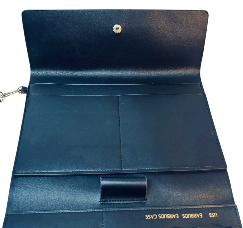 Steve Madden Clutch/Organizer "BLACK~ GOLD HARDWARE" with Strap. MINT CONDITION.