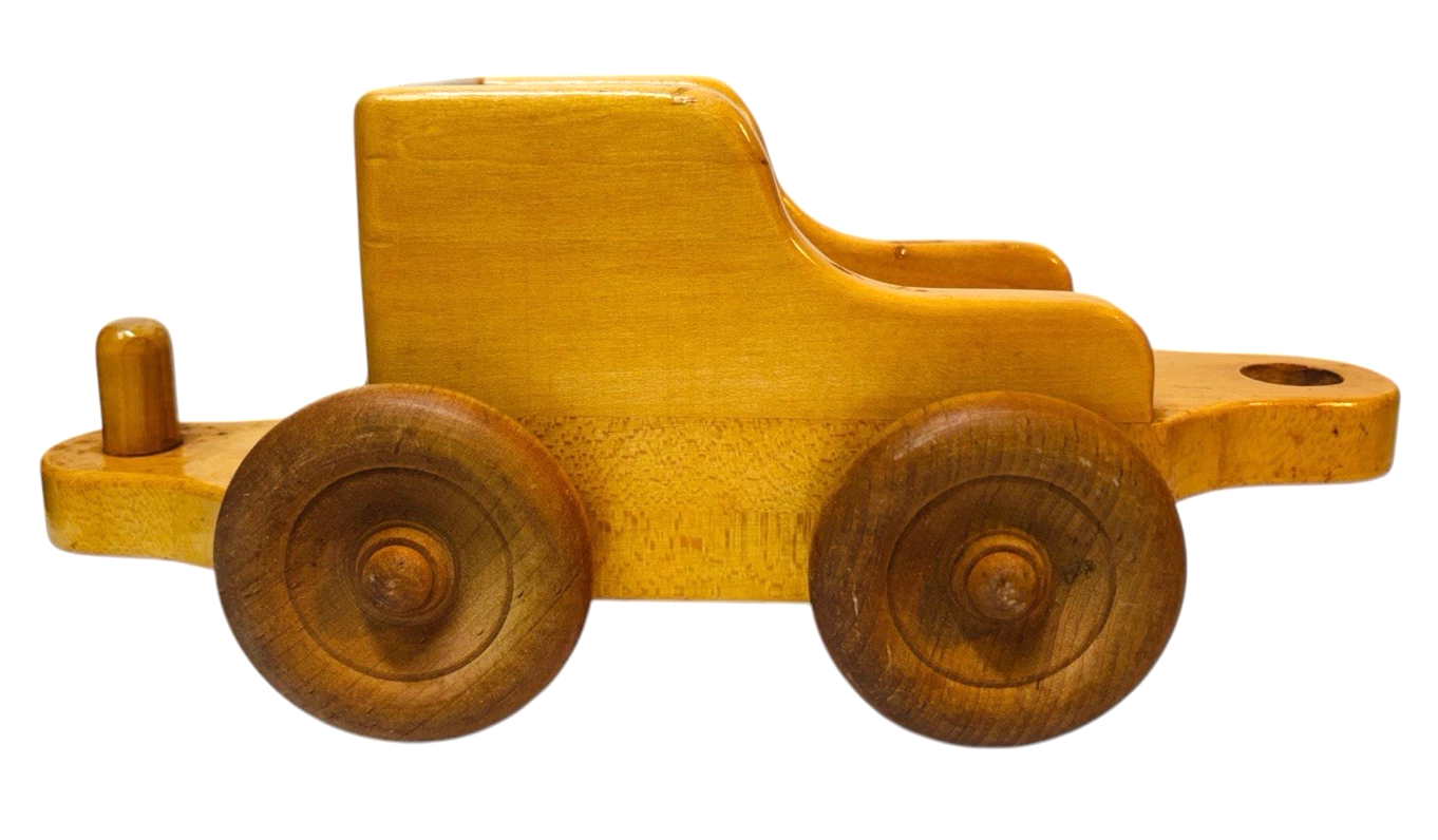 VINTAGE Handmade Oak Wooden Trian Car L 11.5'' X H 5'' X W 4'' Weight 1 lb.