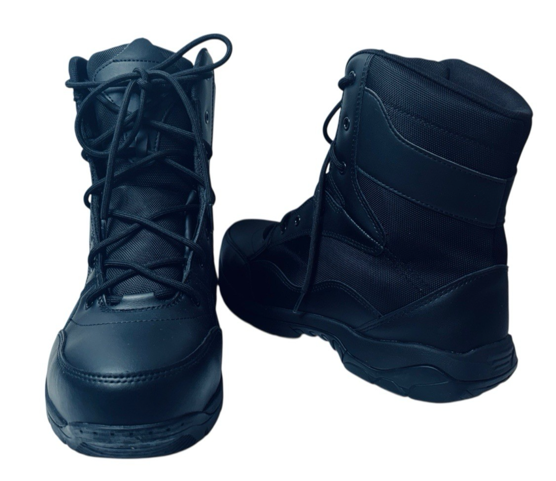 Interceptor Men's Black Leather Tactical Steel Toe Force Boots, Size 14 NEW.