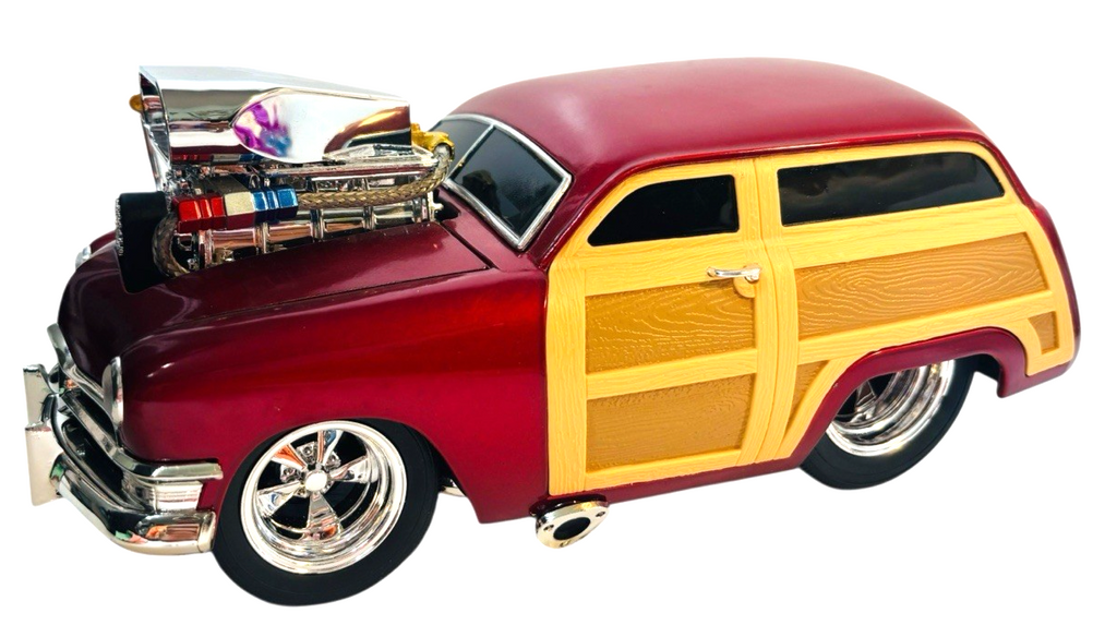 1950 FORD WOODY LIQUID RED MUSCLE MACH. 1:18 SCALE