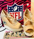 Official Green Bay Packers The Winning Wedge Heel 4.5” ~ Size 7 ~ NEW IN BOX.