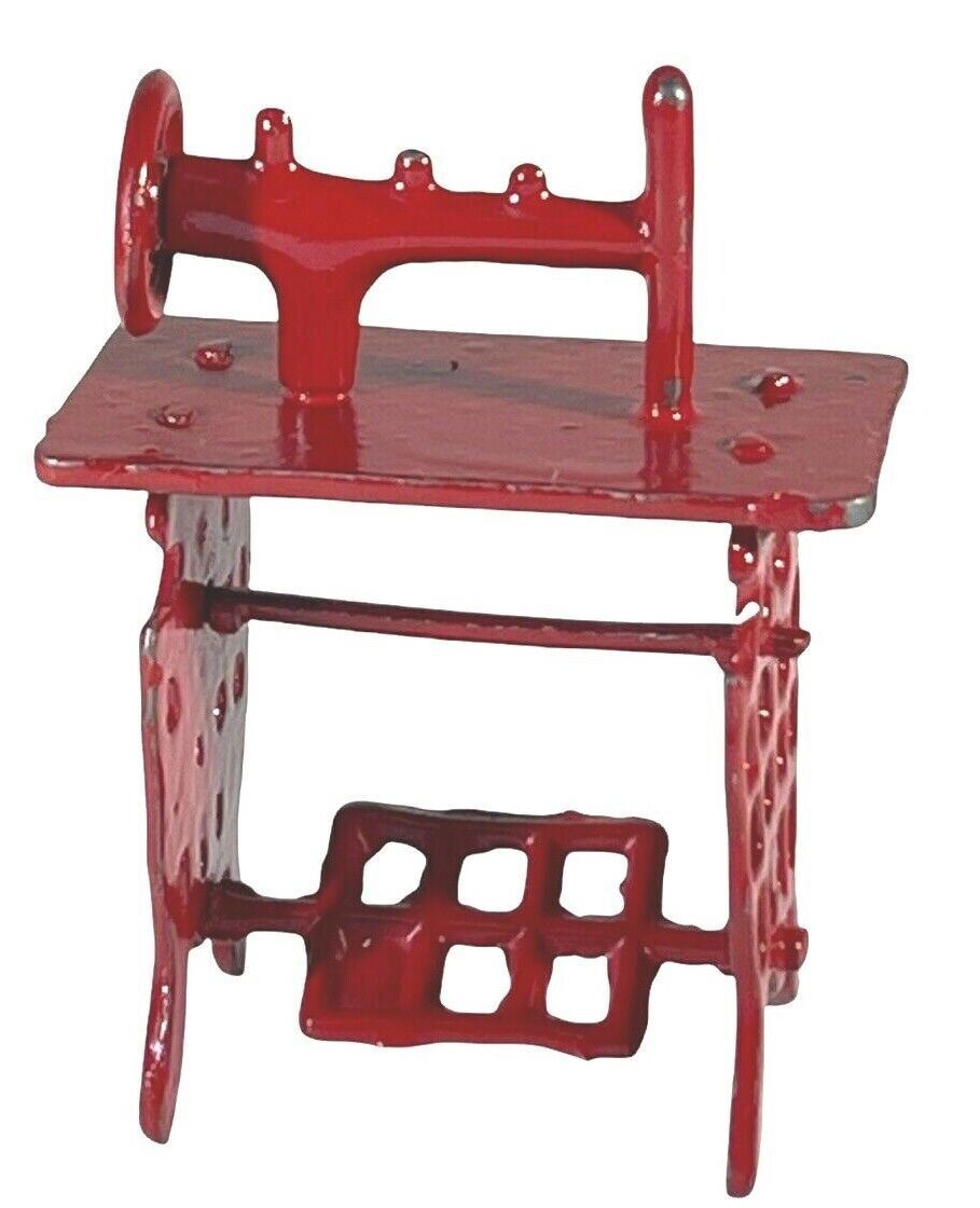 LOT of  4 METAL DOLLHOUSE SIZE Red Mailbox/Fire Hydrant/Lantern/Sewing Machine