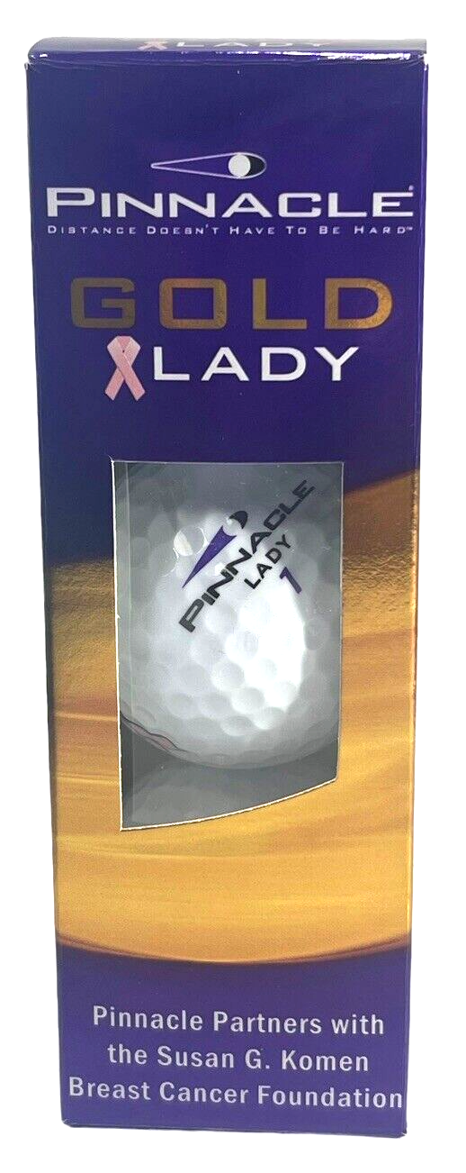 THREE GOLF BALLS LADY #1 with Pink Ribbon KOMEN Breast CANCER Pinnacle NEW