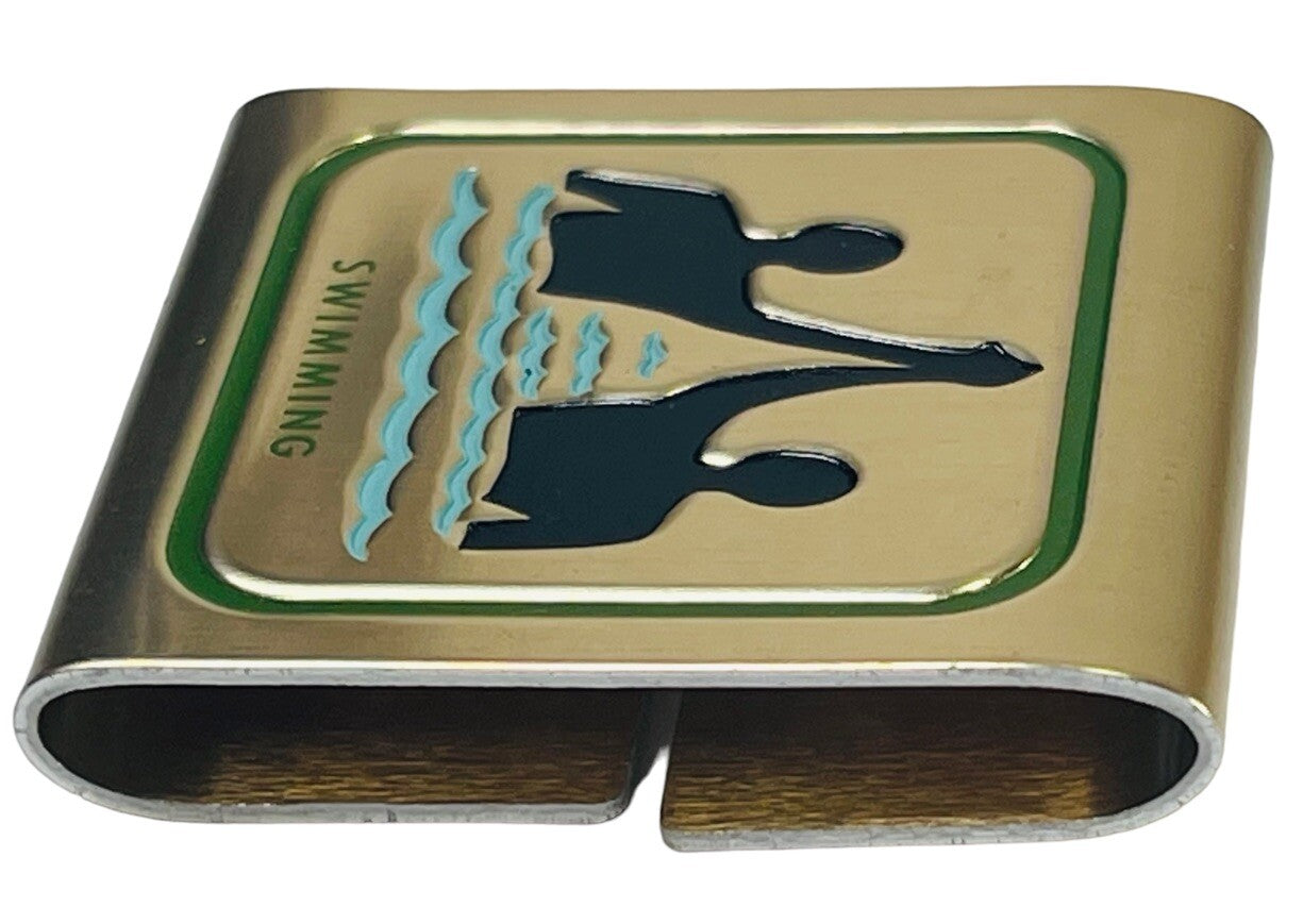 BSA SWIMMING METAL BELT SLIDE MERIT CLIP BOY SCOUTS OF AMERICA VINTAGE RARE
