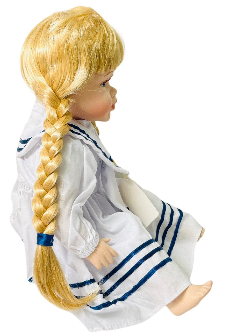Crown Fine Porcelain Dolls 14'' “JUDY & ALICE” In A Sitting Position~Origin 1998