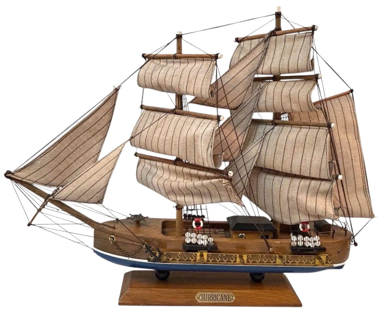 HURRICANE Model Sail Ship Clipper Vessel~Fabric Rigging 14”x16” TALL SHIPS