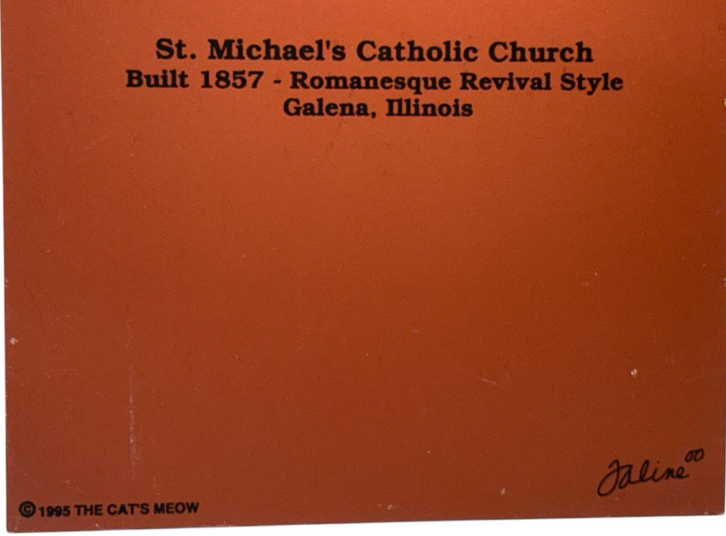 1995 The Cat's Meow Wooden St. Michael's Catholic Church Built 1857 Galena, IL.