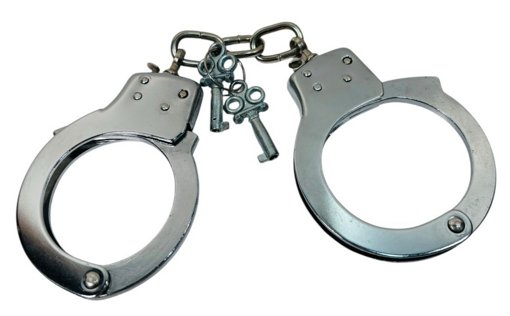 Vtg Chrome Metal Handcuffs with Keys "ADJUSTABLE" Excellent Condition.