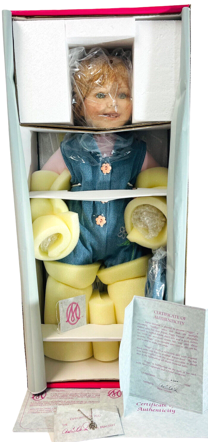 TODDLER DOLL 21'' PEGGY, PORCELAIN W/ORIGINAL BOX & COA - MARIE OSMOND