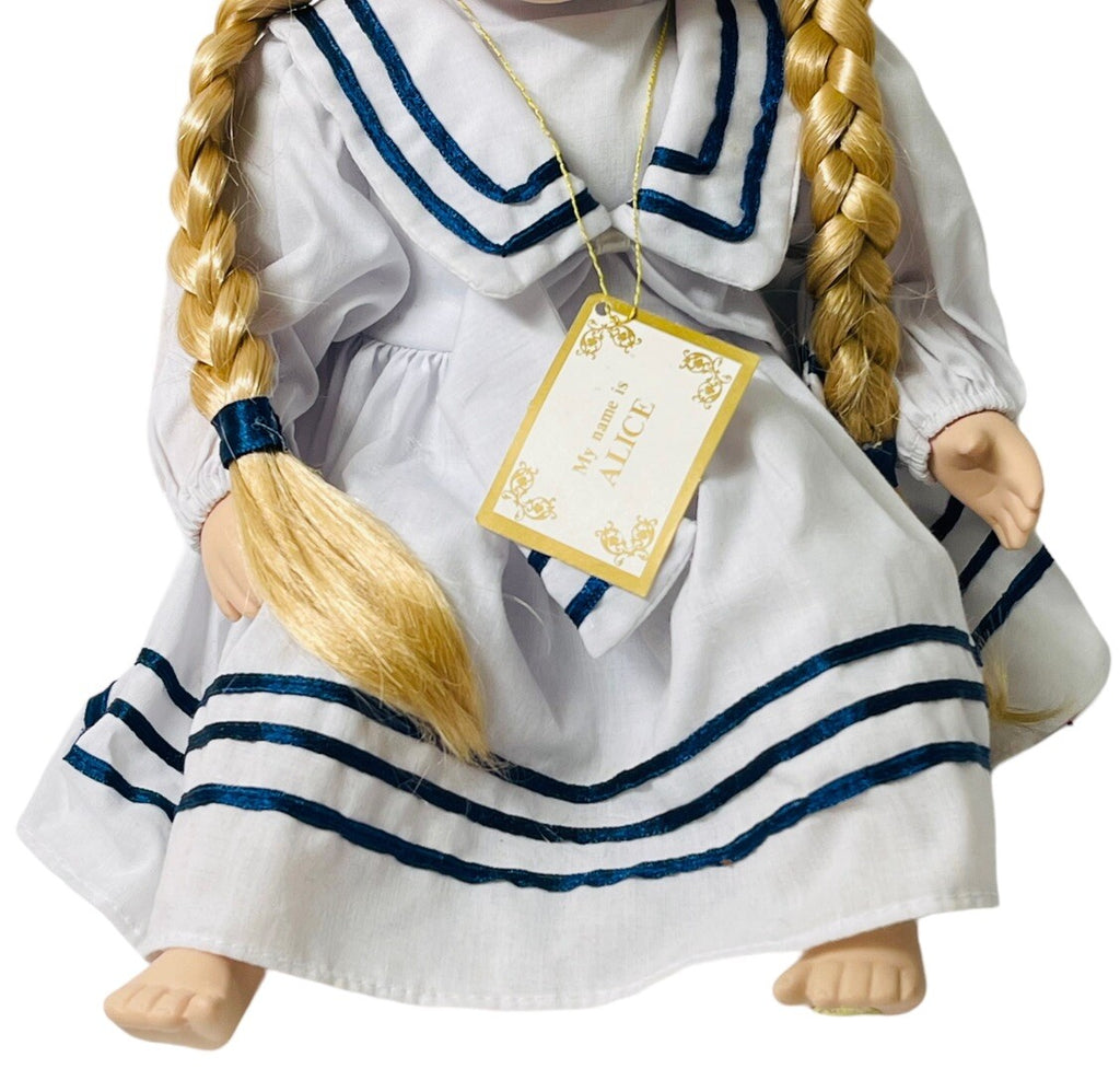 Crown Fine Porcelain Dolls 14'' “JUDY & ALICE” In A Sitting Position~Origin 1998