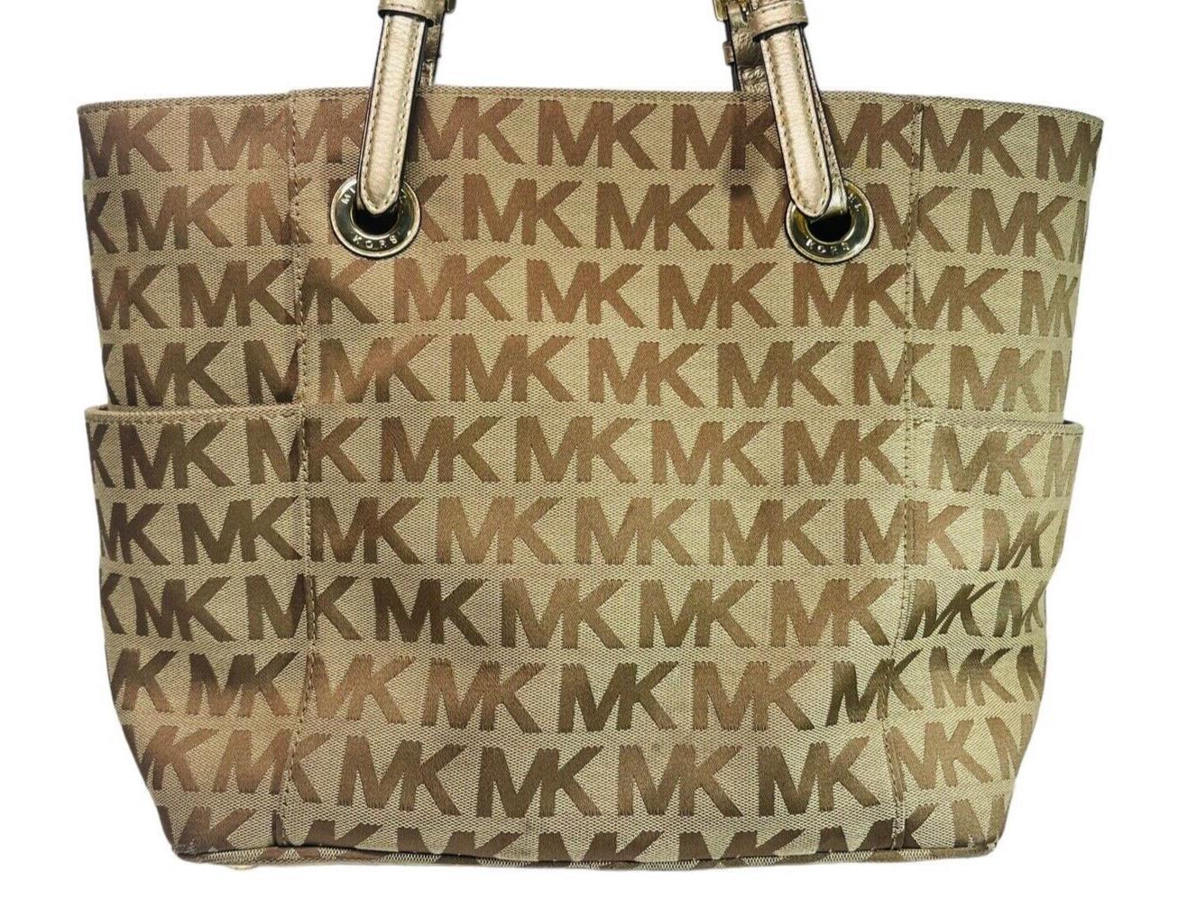 Signature Gilly Tote Leather Strap Gold Studs Designer MK w/Dustbag Michael Kors