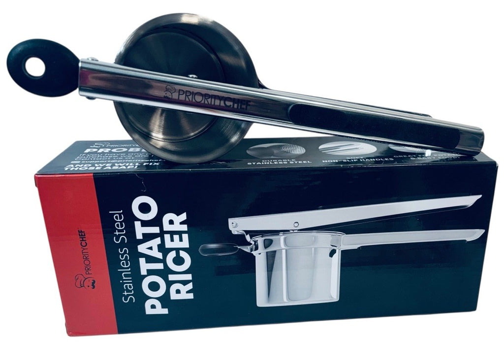 PRIORITY CHEF Stainless Steel Potato/Vegetable Ricer Masher Rubber Grip ~ 1-Cup.